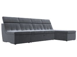 Угловой модульный диван Холидей Люкс (полностью велюр серый) - Фото предпросмотра