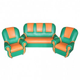 Комплект мягкой игровой мебели «Добрый Гном «ЛЮКС» зелено-оранжевый - Фото предпросмотра