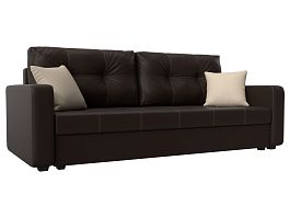 Прямой диван Ливерпуль Лайт (полностью экокожа коричневая, подушки экокожа КОР/беж) - Фото предпросмотра