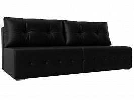 Прямой диван Лондон (полностью экокожа черная) - Фото предпросмотра