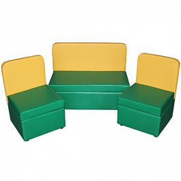 Комплект мягкой мебели «Теремок 4-х местный» желто-зеленый - Фото предпросмотра