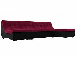 Угловой модульный диван Монреаль (основа микровельвет бордовый, компаньон экокожа черная) - Фото предпросмотра