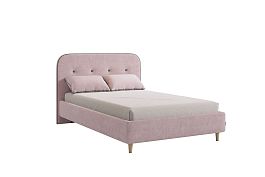 Кровать с основанием Лео 120х200 см KM1.2-19.2348 нежно-розовый (велюр)/графит (велюр) - Фото предпросмотра