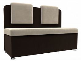Кухонный прямой диван Маккон 2-х местный (основа микровельвет бежевый, компаньон микровельвет коричневый) - Фото предпросмотра