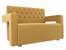 Прямой диван Рамос Люкс 2-х местный (полностью микровельвет желтый) - Фото предпросмотра