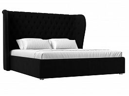Интерьерная кровать Далия 180 (полностью микровельвет черный) - Фото предпросмотра