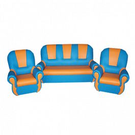 Комплект мягкой игровой мебели на хромированных ножках «Добрый Гном» голубо-оранжевый - Фото предпросмотра