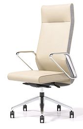Кресло руководителя Hero CHR81SC-2, 560*640*1150, обивка кожа+компаньон цвет бежевый, пластик белый "Кресла для руководителей"  ТК-001818000003 бежевый - Фото предпросмотра