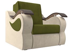 Кресло-кровать Меркурий 80 (основа микровельвет зеленый, компаньон микровельвет бежевый) - Фото предпросмотра