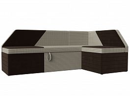 Кухонный угловой диван Дуглас правый (основа рогожка Корфу 02, компаньон микровельвет коричневый) - Фото предпросмотра