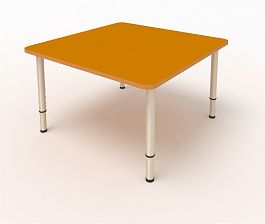Детский стол 4-х местный 700*700*400…580 оранжевый - Фото предпросмотра