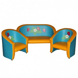 Комплект игровой мебели «Совенок с аппликацией»  "Ягодки" Голубо-желтый - Фото предпросмотра