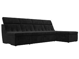 Угловой модульный диван Холидей Люкс (полностью велюр черный) - Фото предпросмотра