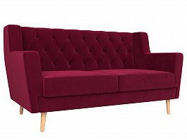 Прямой диван Брайтон 2 Люкс (полностью микровельвет бордовый) - Фото предпросмотра
