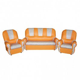 Комплект мягкой игровой мебели на хромированных ножках «Добрый Гном» оранжево-бежевый - Фото предпросмотра