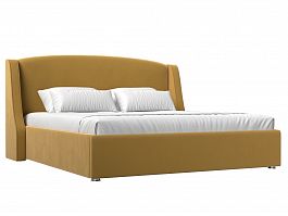Интерьерная кровать Лотос 160 (полностью микровельвет желтый) - Фото предпросмотра