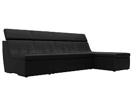 Угловой модульный диван Холидей Люкс (полностью экокожа черная) - Фото предпросмотра