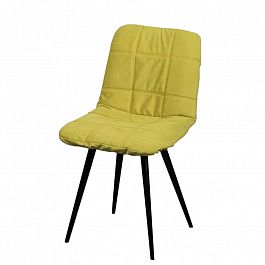 Чехол на стул со спинкой CHILLY, крупная прострочка, желтый - Фото предпросмотра