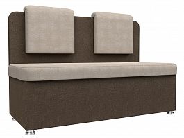 Кухонный прямой диван Маккон 2-х местный (основа рогожка бежевая, компаньон рогожка коричневая) - Фото предпросмотра