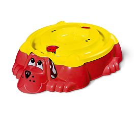 Песочница Sheffilton KIDS  Собачка с крышкой 432 красный/желтый - Фото предпросмотра