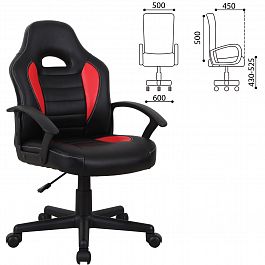Кресло компьютерное BRABIX "Spark GM-201", экокожа, черное/красное, 532503 - Фото предпросмотра