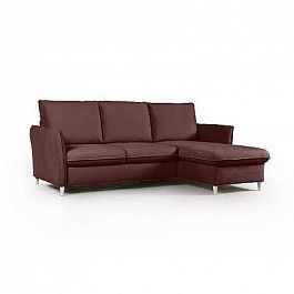 Hans диван-кровать с шезлонгом велюр коричневый - Фото предпросмотра