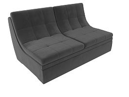 Модуль Холидей раскладной диван (полностью велюр серый) - Фото предпросмотра