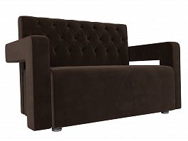 Прямой диван Рамос Люкс 2-х местный (полностью микровельвет коричневый) - Фото предпросмотра
