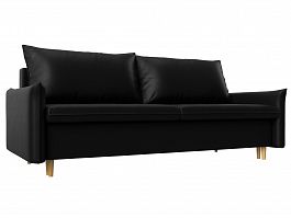Прямой диван Хьюстон (полностью экокожа черная) - Фото предпросмотра