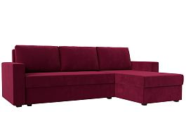Угловой диван Траумберг Лайт правый (полностью микровельвет бордовый) - Фото предпросмотра