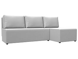 Угловой диван Поло правый (полностью экокожа белая) - Фото предпросмотра