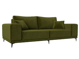 Прямой диван Льюес (полностью микровельвет зеленый) - Фото предпросмотра