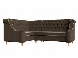 Угловой диван Бронкс левый (полностью рогожка коричневая) - Фото предпросмотра