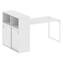 Metal System Quattro Стол письменный с шкафом-купе на О-образном м/к 40БО.РС-СШК-3.3 Т Белый/Белый металл 1810*1120*1098 - Фото предпросмотра