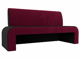 Кухонный прямой диван Кармен (основа микровельвет черный, компаньон микровельвет бордовый) - Фото предпросмотра