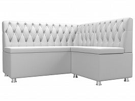 Кухонный угловой диван Мирта правый (полностью экокожа белая) - Фото предпросмотра