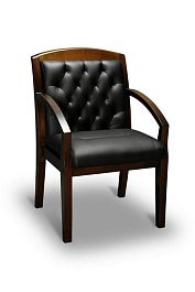 КОНГРЕСС(CONGRESS) LUX Стул для посетителей экокожа черная / тонировка орех тай "Кресла для посетителей"  ТК-002985000531 черный - Фото предпросмотра