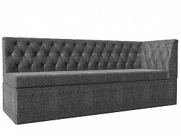 Кухонный диван Маркиз с углом (полностью рогожка серая) - Фото предпросмотра