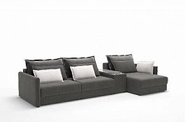 Incanto диван-кровать с шезлонгом бархат серый - Фото предпросмотра