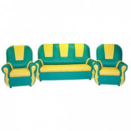 Комплект мягкой игровой мебели на хромированных ножках «Добрый Гном» зелено-желтый - Фото предпросмотра