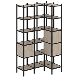 Loft Угловой внутренний стеллаж наборный VR.L-35 Дуб аттик/Чёрный металл 1278*862*2280 - Фото предпросмотра