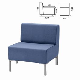 Кресло мягкое "Хост" М-43, 620х620х780 мм, без подлокотников, экокожа, голубое - Фото предпросмотра