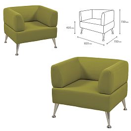 Кресло мягкое "Норд", "V-700", 820х720х730 мм, c подлокотниками, экокожа, светло-зеленое - Фото предпросмотра