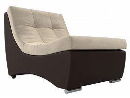 Модуль Монреаль кресло (основа микровельвет бежевый, компаньон экокожа коричневая) - Фото предпросмотра
