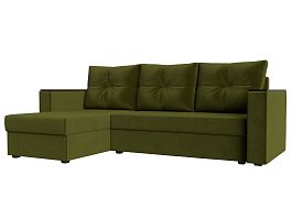 Угловой диван Атланта Лайт Б/С левый (полностью микровельвет зеленый) - Фото предпросмотра
