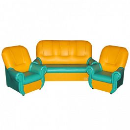 Комплект мягкой игровой мебели на хромированных ножках «Добрый Гном» желто-зеленый 2 - Фото предпросмотра