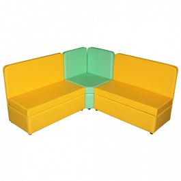 Комплект мягкой угловой мебели  (3+1+3) «Теремок» желто-салатовый - Фото предпросмотра