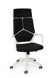 Кресло офисное / IQ / (white+black) белый пластик / черная ткань - Фото предпросмотра