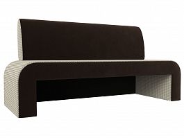 Кухонный прямой диван Кармен (основа корфу 02 бежевая, компаньон микровельвет коричневый) - Фото предпросмотра