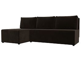 Угловой диван Поло левый (полностью микровельвет коричневый) - Фото предпросмотра